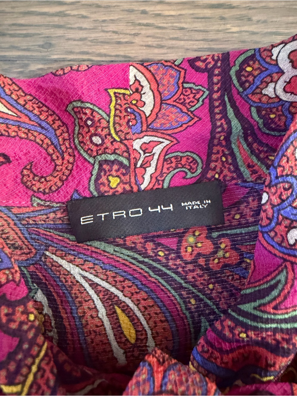 Etro Fuscia Pink Paisley Bow Front Button Down Blouse EUC Size 44 100% Silk - Picture 6 of 8
